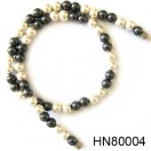 Magnetic Clasp Hematite Round Beads Stone Chain Choker Fashion Women Necklace